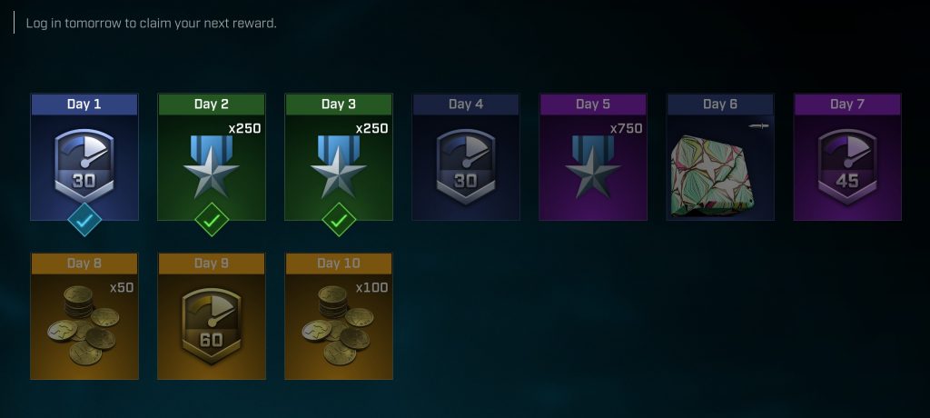 Daily Login rewards Rogue COmpany Season 2